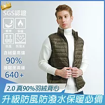 【KISSDIAMOND】極輕2.0真90%羽絨背心(6001N/6005N) S 男/軍綠