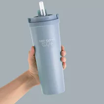 【HOUSUXI舒希】好提鈦瓷層保溫杯720ml 霧灰藍