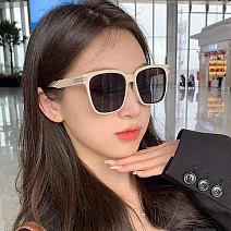 seoul show首爾秀 轉角遇見愛王俊凱類款方框文藝太陽眼鏡UV400墨鏡 B334  淺奶茶框黑灰片