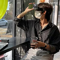 【AMIEE】韓系歐爸牛仔百搭襯衫(男裝/2色/M-2XL/KDTY-C22) 2XL 黑色