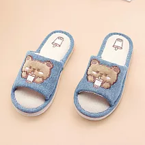 333家居鞋館 撞色可愛室內布拖鞋 藍40/41