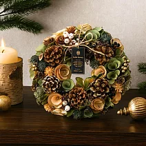 【DoPlan】日本聖誕裝飾花圈(M) ‧ 樹藤松果
