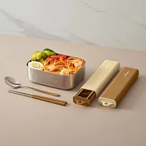 【BLACK HAMMER】304不鏽鋼2件式環保餐具組(附盒)- 咖啡色