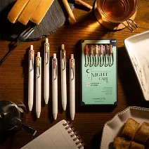 (6色1包)UNI UNI BALL ONE 限定 NIGHT CAFE 夜晚咖啡館鋼珠筆 0.5