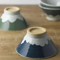 【日本Yamani】美濃燒｜富士山形 餐碗230ml ‧ 藍