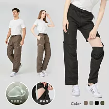 【KISSDIAMOND】戶外防潑水兩穿速乾褲(男女款/KDP-70H) M 卡其