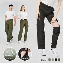 【KISSDIAMOND】戶外防潑水兩穿速乾褲(男女款/KDP-70H) M 軍綠