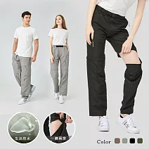 【KISSDIAMOND】戶外防潑水兩穿速乾褲(男女款/KDP-70H) M 淺灰