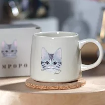 【日本Sugar Land】可愛貓咪 陶瓷馬克杯250ml ‧ 虎斑貓(黃)