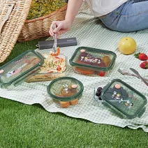 【美國康寧】Snapware SNOOPY 露營趣 保鮮盒獨家3件組- 耐熱玻璃(C04)