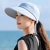 seoul show首爾秀 刺繡兩用拉鍊棒球帽四季漁夫帽防曬遮陽帽  藍色