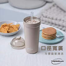 【THERMOcafe凱菲】不鏽鋼真空吸管保溫杯900ml (TCBT-900-MK) 奶茶棕