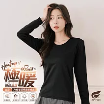 GIAT極暖5.5度C女款刷毛保暖衣 M-L 圓領/墨黑