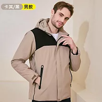 【KISSDIAMOND】石墨烯保暖抗寒羽絨棉衝鋒外套(KDFJ-2568) 2XL 男/卡其