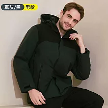 【KISSDIAMOND】石墨烯保暖抗寒羽絨棉衝鋒外套(KDFJ-2568) 2XL 男/軍灰
