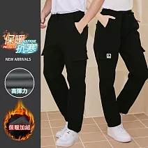 【KISSDIAMOND】超彈力加絨保暖工裝衝鋒褲(男女同款/KDFP-0116) 3XL 黑