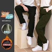 【KISSDIAMOND】防風防水加絨工裝衝鋒褲(男女款/KDFP-B838) M 軍綠