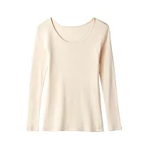 【和諧生活有機棉】仕女緹花長袖內衣(升級版) S 米白