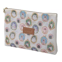 【日本Mark’s】PAUL & JOE 網狀扁型收納袋 ‧ 貓咪浮雕寶石