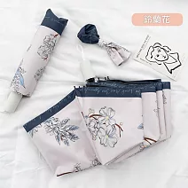 【KISSDIAMOND】絕美花漾黑膠防曬手動晴雨傘(KDU-H001) F 鈴蘭花