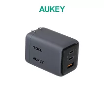 Aukey Comet Mix 3 100W(PA-C5)Type-C 氮化鎵 三孔 PD快充充電器｜百瓦電力 一手掌握｜WitsPer智選家 灰色