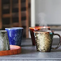 【日本Awasaka】美濃燒｜釉燒窯變 陶瓷馬克杯350ml ‧ 靛藍