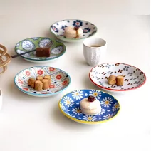 【日本Awasaka】美濃燒｜波蘭陶 陶瓷小皿12cm ‧ 花磚