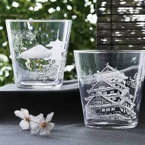 【日本Toyo Sasaki】晶透強化玻璃杯340ml ‧ 富士山與五重塔