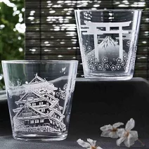 【日本Toyo Sasaki】晶透強化玻璃杯340ml ‧ 鳥居與富士山