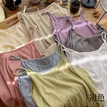 【初色】復古文藝寬鬆竹節棉純色圓領細肩吊帶內搭打底背心女背心-共8色-10820(F可選) F 淺紫色