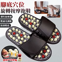 【EZlife】舒適旋轉穴位按摩拖鞋  黑色L