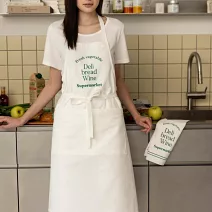 【韓國momur】Supermarket 長版口袋收腰圍裙 ‧ 綠