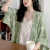 【AnZa】日係羽織防曬上衣空調外套 FREE 清新綠