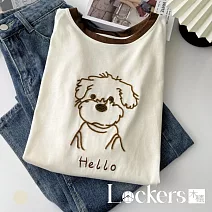 【Lockers 木櫃】小狗刺繡短袖T恤 L114042101 F 杏色