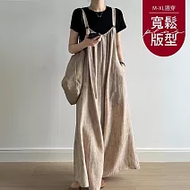 【慢。生活】日系棉麻慵懶垂感寬鬆背帶褲 6600  FREE 卡其