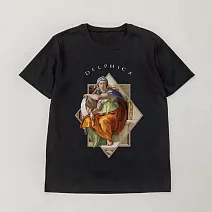 翡冷翠文創名畫藝術短Tee｜米開朗基羅《德爾斐女先知》(S-XL) L 黑