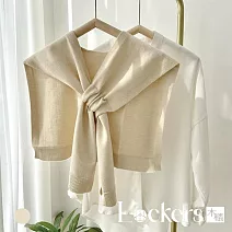 【Lockers 木櫃】外搭條紋針織薄披肩 L114051901 F 杏色