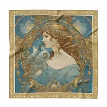 翡冷翠文創GAIA中絲巾《湖藍典雅》