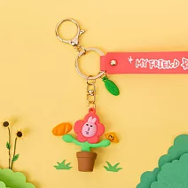 粉紅兔子滴膠鑰匙扣 (花朵款)