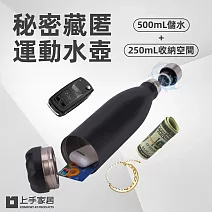 【上手家居】秘密藏匿運動水壺(運動水壺/不鏽鋼水壺/保溫壺/保冷杯/健身水壺) 黑色