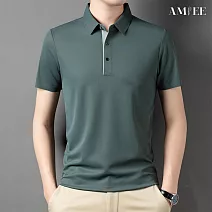 【AMIEE】冰絲涼感商務休閒Polo衫(男裝/KDTY-136B) M 豆綠