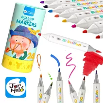 【JarMelo 原創美玩】兒童雙頭可水洗彩色筆(24色) JA95324