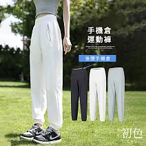 【初色】輕薄防曬冰絲涼爽運動休閒褲高腰束腳長褲-共7色-13022(M-3XL可選) M 白色