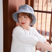 偷偷喊我｜刺繡老屋窗花漁夫帽 - 暮空藍