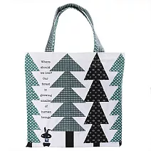 Shinzi Katoh 插畫家拉鍊大提袋-樹林小黑兔