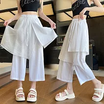 【MsMore】 彈力疊穿涼涼寬褲直筒時尚百搭九分褲薄款# 125400 M 白色