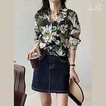 【衣途】法式復古碎花長袖襯衫上衣(KDTY-B516) M 碎花