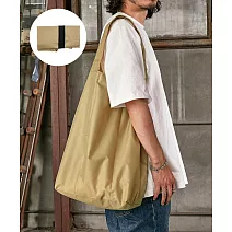 日本3COINS 率性風格大容量可摺疊購物袋 卡其