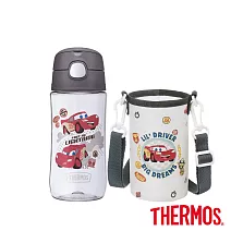 【THERMOS膳魔師】附背袋彈蓋輕水瓶470ml(GP4040FCR-DG) Cars汽車總動員