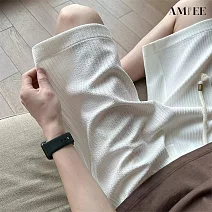 【AMIEE】高級感冰絲休閒運動短褲(男裝/KDPY-H211) XL 白色